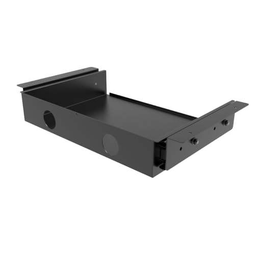 13 inch Under Desk Slide Out Storage Shelf with Cable Managment | Steel Sliding Under Desk Tray Drawer for Standing Desks, Workstations, Cabinet or Gaming
