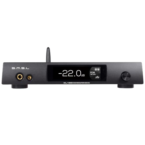 S.M.S.L DL400 Audio DAC & Headphone Amplifier DSD 256 PCM 32bit/768kHz 32Ω3000mW*2 Balanced Headphone Amplifier RCA/XLR/6.35mm&4.4mm Headphone Output with Remote Control, Hi-Fi Audio Stereo Receiver