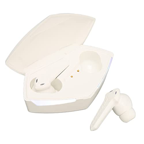 Septpenta Bluetooth Gaming Earbuds, Stereo 45Ms Ultra Low Latency BT 5.2 13mm Drivers Dual Mode Wireless Earphone, Two Illumianated Auto Pairing Deeper Bass Built in Mic for Laptop(White) - color: White