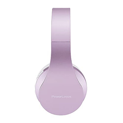 PowerLocus Wireless Bluetooth Over-Ear Stereo Foldable Headphones, Wired Headsets Rechargeable with Built-in Microphone for iPhone, Samsung, LG, iPad (Purple/White) - color: Purple/White