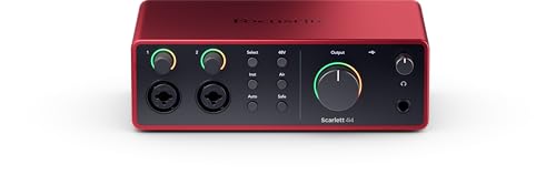 Focusrite Scarlett 4i4 4th Gen USB Audio Interface, for Musicians, Songwriters, Guitarists, Content Creators — High-Fidelity, Studio Quality Recording, and All the Software You Need to Record | 4-In 4-Out, 2 Mic Preamps, 2 Hi-Z Inputs, 4 Line Inputs, MIDI