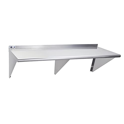 Profeeshaw NSF Stainless Steel Shelf 18” x 60”, Commercial Wall Shelving | 450 lb, Wall Mounted Metal Shelves, with Backsplash and 3 Brackets, for Restaurant, Bar, Utility Room, Kitchen and Garage - size: 18"x60"