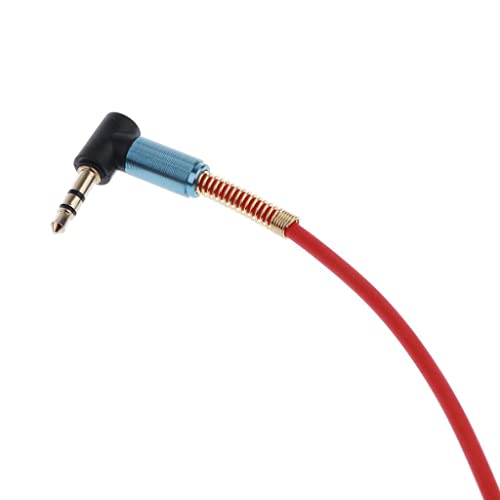 3.5mm Aux Cable Cord Coiled Headphone Cable 3.5mm Aux Extension Stereo Audio Cord Copper Right Angle Suitable for Portable Device Speaker, red