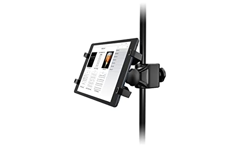 IK Multimedia iKlip Xpand Tablet Holder for mic Stands, fits iPad and Android Tablets Between 7" to 12.9" with an Adjustable 360° Swivel and Soft-Touch fit - size: Tablet