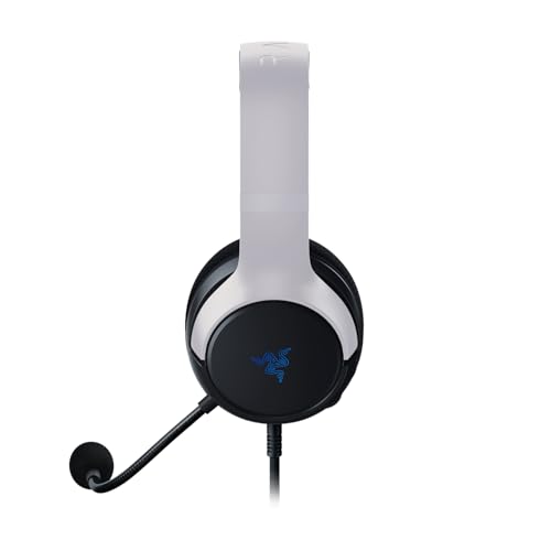 Razer Kaira X Wired Headset for PlayStation 5 (50 mm Driver, Hyperclear Cardioid Microphone, Volume Control, Microphone Mute Button) Black/White
