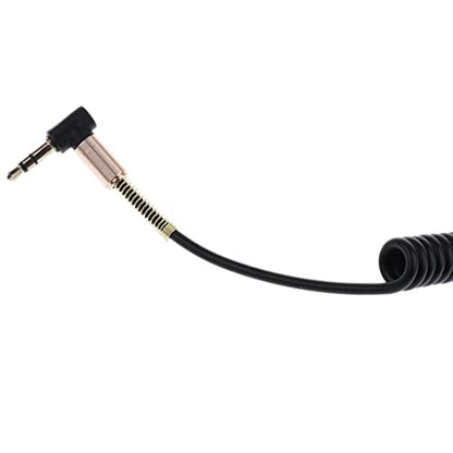 3.5mm Aux Cable Cord Coiled Headphone Cable 3.5mm Aux Extension Stereo Audio Cord Copper Right Angle Suitable for Portable Device Speaker, Black