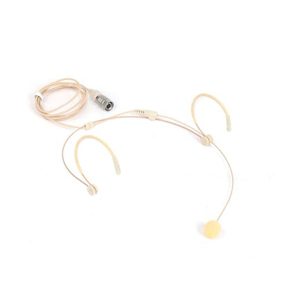 Headworn/Headset Microphone Wired, Dual Over-Ear Headset Mic, Condenser Headset Mic Compatible with Audio Technica Microphone Wireless Systems, Ideal for Lectures, Actors, Theater - Beige - size: Hirose 4 Pin Plug