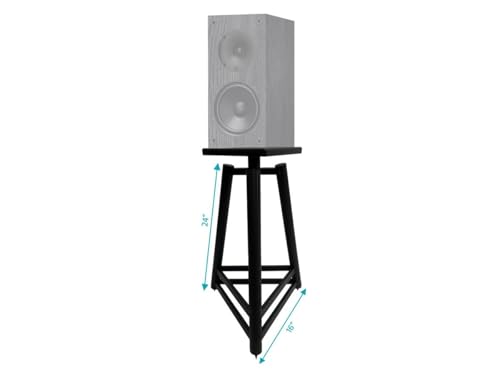 Monolith Easel Style Speaker Stand, 24in (Each) Adjustable Spikes, Supports up to 100 LBS, Sturdy Construction, Compatible with Most Bookshelf Speakers