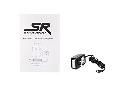 Monoprice 200-Channel UHF Dual Handheld Wireless Microphones System, 262 Feet (80 Meter) Range, Perfect for Church, Birthdays, Karaoke, Weddings, Events - Stage Right Series,Black
