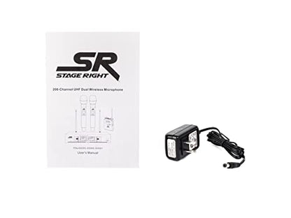 Monoprice 200-Channel UHF Dual Handheld Wireless Microphones System, 262 Feet (80 Meter) Range, Perfect for Church, Birthdays, Karaoke, Weddings, Events - Stage Right Series,Black