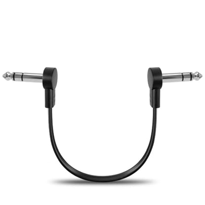 TRS Stereo Flat Patch Cables 6 in | 1/4" Right Angle Male-to-Male Connector for Effct Pedal, Low Profile, Save More Space Pedals Board, Black - color: 6 in