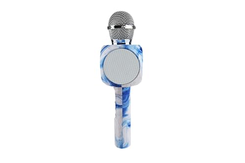 Sing-Along Bling Bluetooth Karaoke Microphone with LED for Karaoke Speaker | Rechargeable Bedazzled Microphone, Wireless Karaoke Microphone with LED Lights, SD Card Slot, Skip Tracks - Confetti Bling - color: Swirl Blue