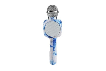 Sing-Along Bling Bluetooth Karaoke Microphone with LED for Karaoke Speaker | Rechargeable Bedazzled Microphone, Wireless Karaoke Microphone with LED Lights, SD Card Slot, Skip Tracks - Confetti Bling - color: Swirl Blue