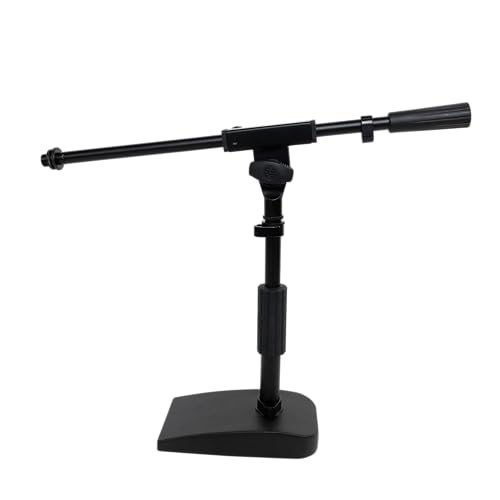 Shure by Gator Low Profile Mic Stand with Single-Section Boom (SH-DESKTOP2) | Compact Non-slip Weighted Base Twist Clutch Height Adjustment Integrated Cable Management.