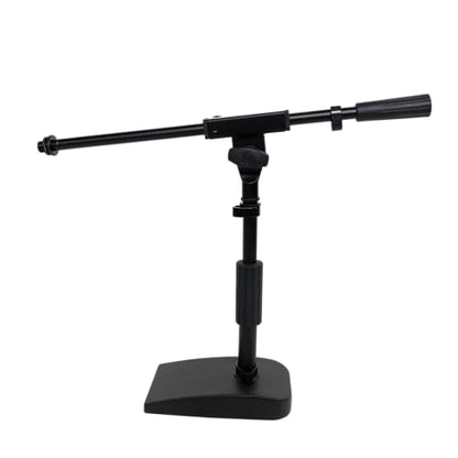 Shure by Gator Low Profile Mic Stand with Single-Section Boom (SH-DESKTOP2) | Compact Non-slip Weighted Base Twist Clutch Height Adjustment Integrated Cable Management.