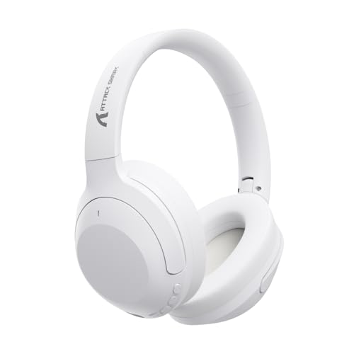 ATTACK SHARK G300 Wireless Over-Ear Headphones with Active Noise Cancelling,Bluetooth 5.3,40H Playtime,Deep Bass HD Stereo Sound,Built-in Mic,Comfortable Design for Travel/Home Office/Gaming-White - color: White