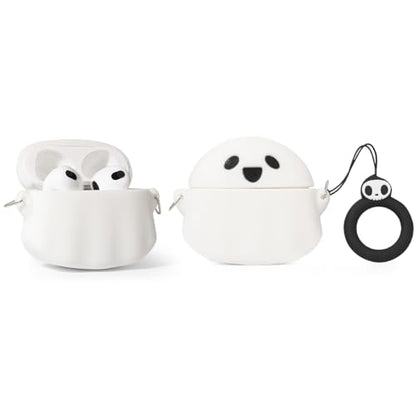 (2Pack+Cleaner Pen) XMBYGY Case for Apple AirPods 3rd Generation Wireless Earbuds with Cleaning Pen Kit, Silicone Cute Charging Case Shockproof Protective Cover and Carabiner for AirPods 3 (GTBK+WT) - color: GTBK+WT