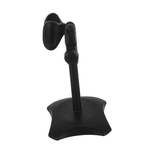 Mikinona Heavy Duty Adjustable Desktop Microphone Stand round Base, Compact Height Adjustable Mic Holder for Handheld and Heavyweight Microphones, for Video Conferences and Interviews