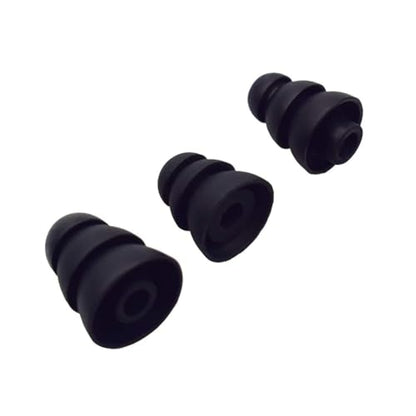 6 Pairs Triple Flange Ear Tips, Eargels, Noise Cancelling Earpads Eartips Gels Bud Compatible with Inside Diameter 4mm-5mm Earbuds(Inner Hole 4mm), S/M/L, Black 431b6p