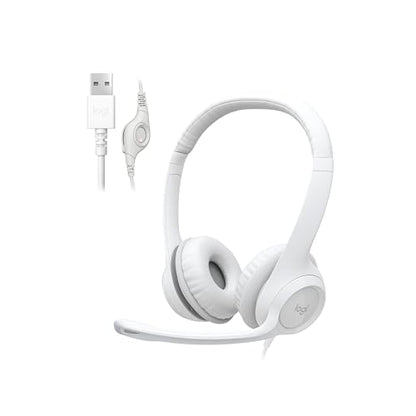 Logitech H390 Wired Headset PC/Laptop Stereo Headphones, USB-A, Off-White | Stereo Headphones for PC/Laptop, USB-A, In-Line Controls, Works with Chromebook - color: Off White, style: USB-A