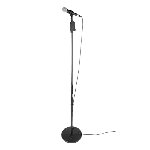 Gator Frameworks 12" Round Base Mic Stand, Height Adjustable (GFW-MIC-1201) | Adjust mic height smoothly with one hand while the weighted base and cable management keep your setup steady and clean. - style: 12" Weighted Base - Deluxe Height Adjust