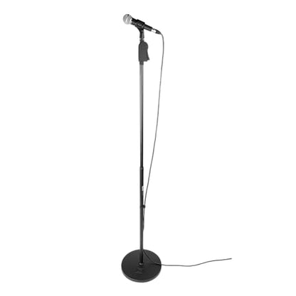 Gator Frameworks 12" Round Base Mic Stand, Height Adjustable (GFW-MIC-1201) | Adjust mic height smoothly with one hand while the weighted base and cable management keep your setup steady and clean. - style: 12" Weighted Base - Deluxe Height Adjust