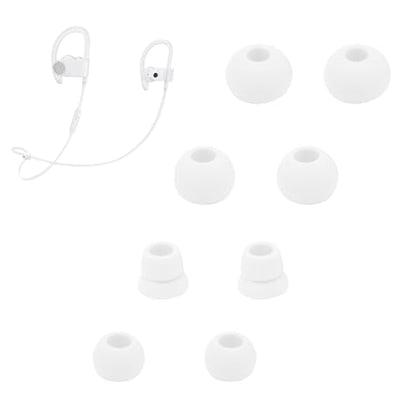 Replacement Eartips Compatible with Powerbeats 3 Powerbeats 2/1, 4 Pairs Replacement Earbuds Silicone Ear Tips Eargels Set - Small, Medium, Large and Double Flange (White) - color: white