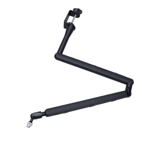 Studio Mic Arm with Cable Management, Adjustable Boom for Streaming | Iron ABS Build,3/8in Adapter,5/8in Adapter,Hidden Cable Routing,5.7in Extension RodDesk Clamp Mount