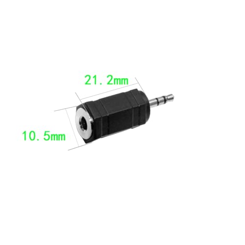 2.5mm to 3.5mm Audio Adapter, Female to Male Stereo Connector, 3-Pack, Black