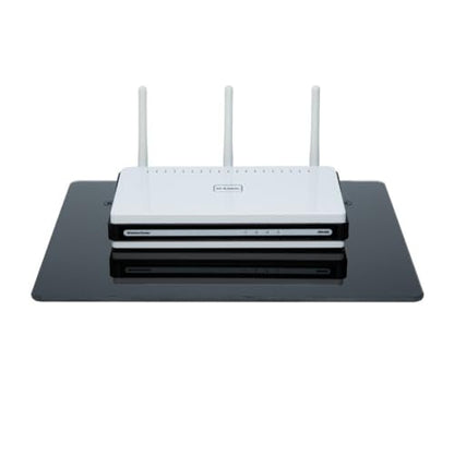Single Glass AV Shelf Wall Mount – Tempered Glass, Supports 22 lbs – Low Profile Floating Shelf for Cable Box, Router, DVR, DVD Player, Media Devices – Secure Screw Mount Design