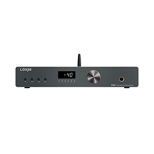 LOXJIE D40 DAC Headphone Amplifier, 2*ES9068AS D/A Chips 4*Dual OP AMP OPA1612, MQA Full Decoding XU216 USB, Qualcomm Bluetooth XMOS with Full-Function Remote Control