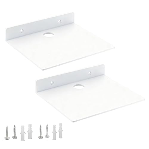 Small Shelf for Wall, 5 Inch, Metal Floating Shelves for Echo dot, Cameras, Tiny Speaker, Tiny Wall Mount Shelves (White 2pcs) - color: White 2pcs