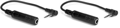 HOSA MHE-100.5 1/4" TRS to Right Angle 3.5 mm TRS Headphone Adaptor Cable, 6 Inch (Pack of 2) - size: 0 (Pack of 2)