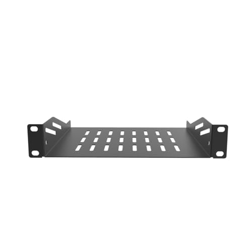 1U Cantilever Rack Mount Shelf for 10" Server Rack, 2 PCS | Metal 8" Deep Mini Vented Tray for 10 inches Width Network Equipment Cabinet or Rack, Black ( 1U10IN-RackS-8IN)