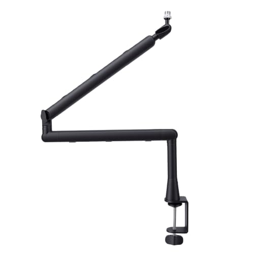 Studio Mic Arm with Cable Management, 5.7in Extension Pole, Adjustable Microphone Boom Arm for Podcast Recording