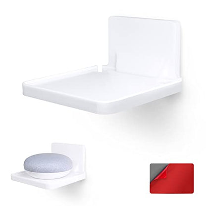 BRAINWAVZ Drill Free Wall Mount Shelf for Security Cameras, Baby Monitors, Speakers & More, Universal Holder, Strong Adheasive, Easy to Install, No Mess, Screwless (White) - color: White