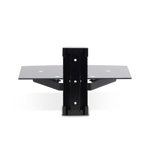 StarTech Floating Wall-Mounted AV Shelf, Tempered Glass Shelf | Adjustable Height Shelf For Under TV AV Equipment, 1B-WALL-MOUNT-SHELF - style: Single