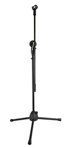 Rockville GIGSTAND Dual Metal Microphone Stand with (2) Mic Clips, 26.37” Detachable Boom Arm, Adjustable 31"-55" Height, Foldable Tripod Base
