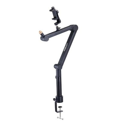VEVOR Microphone Boom Arm, Adjustable Mic Stand with Cable Management, Desk Mount Clamp, Detachable Extension Rod, 3/8" to 5/8" Adapter, for Recording Studio Streaming Gaming Blue Yeti SM7B Audio - style: Mic Boom Arm + Extension Rod
