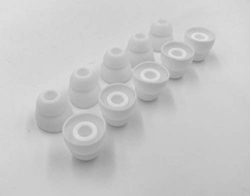 5 Pair Double Flange Earbud Headphones Replacement Silicone Ear Tips for Skullcandy, Panasonic, LG, Powerbeats, Symphonized, iFrogz, Mpow, JVC (White) - color: White