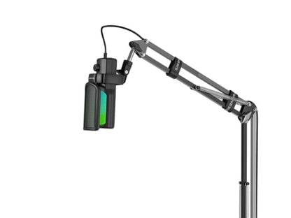Genesis Radium 251 USB Gaming Microphone with 5 Arm - Condenser, 192kHz/24bit, RGB Illumination, Pop Filter, Gain Dimmer, Silent Button, Real-Time Monitoring, Plug & Play for PC - style: Radium 251 Black