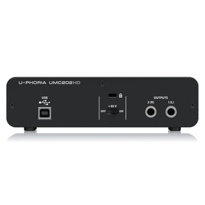Behringer UMC202HD Audiophile 2x2, 24-Bit/192 kHz USB Audio Interface with Midas Mic Preamplifiers | For Recording Microphones and Instruments