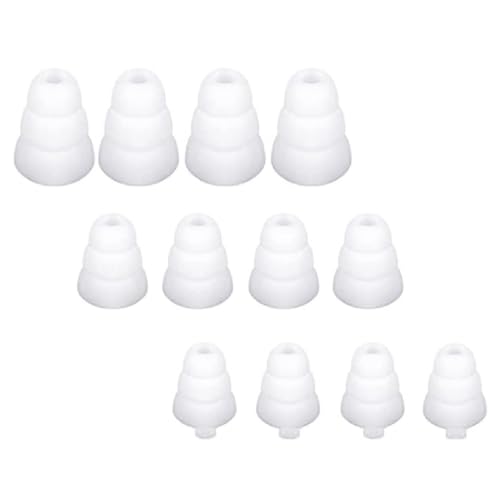 6 Pairs Triple Flange Ear Tip Triple Flange Earbud Replacement Tips Compatible with Most Earbuds Diameter 4mm - 5mm in-Ear Earphones, S/M/L(White) 431W6P - color: White