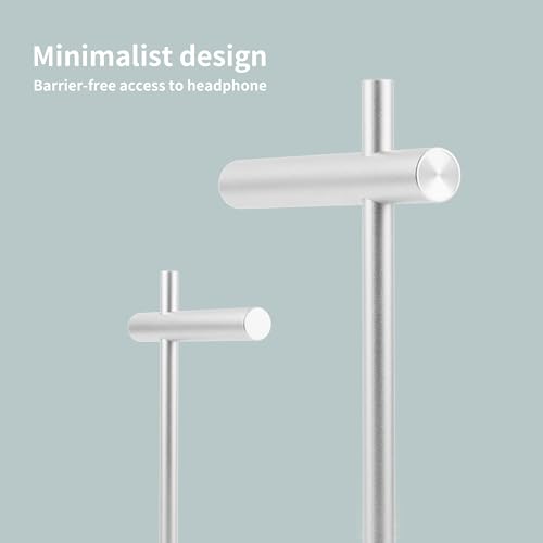 Aluminum Alloy Headphone Stand for Desk with Non-Slip Base - Universal Headset Stand Compatible with Over-Ear, On-Ear and Neckband Headphones (Silver) - color: Silver