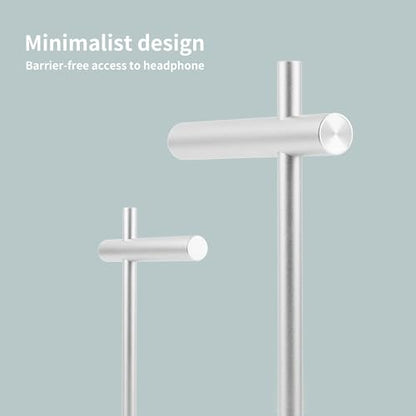 Aluminum Alloy Headphone Stand for Desk with Non-Slip Base - Universal Headset Stand Compatible with Over-Ear, On-Ear and Neckband Headphones (Silver) - color: Silver