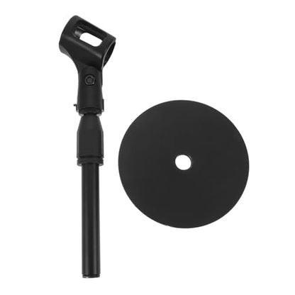 Abaodam Adjustable Desk Mic Holder with Metal round Base, Height Adjustable Microphone Stand for Podcast Recording and Home Use, Space-saving Design, Stable Desktop Mic Stand for Dynamic
