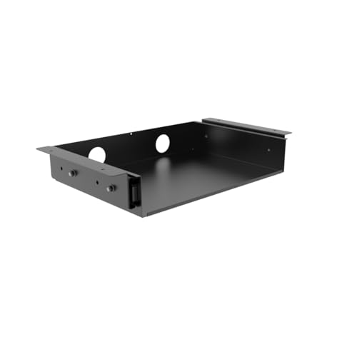 13 inch Under Desk Slide Out Storage Shelf with Cable Managment | Steel Sliding Under Desk Tray Drawer for Standing Desks, Workstations, Cabinet or Gaming