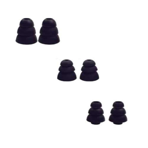 6 Pairs Triple Flange Ear Tips, Eargels, Noise Cancelling Earpads Eartips Gels Bud Compatible with Inside Diameter 4mm-5mm Earbuds(Inner Hole 4mm), S/M/L, Black 431b6p