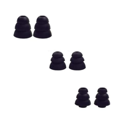 6 Pairs Triple Flange Ear Tips, Eargels, Noise Cancelling Earpads Eartips Gels Bud Compatible with Inside Diameter 4mm-5mm Earbuds(Inner Hole 4mm), S/M/L, Black 431b6p
