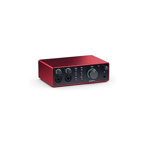 Focusrite Scarlett 4i4 4th Gen USB Audio Interface | For Musicians, Songwriters, Guitarists, Content Creators, With Pig Hog PHM20 XLR Microphone Cable, High Performance 8mm Cable